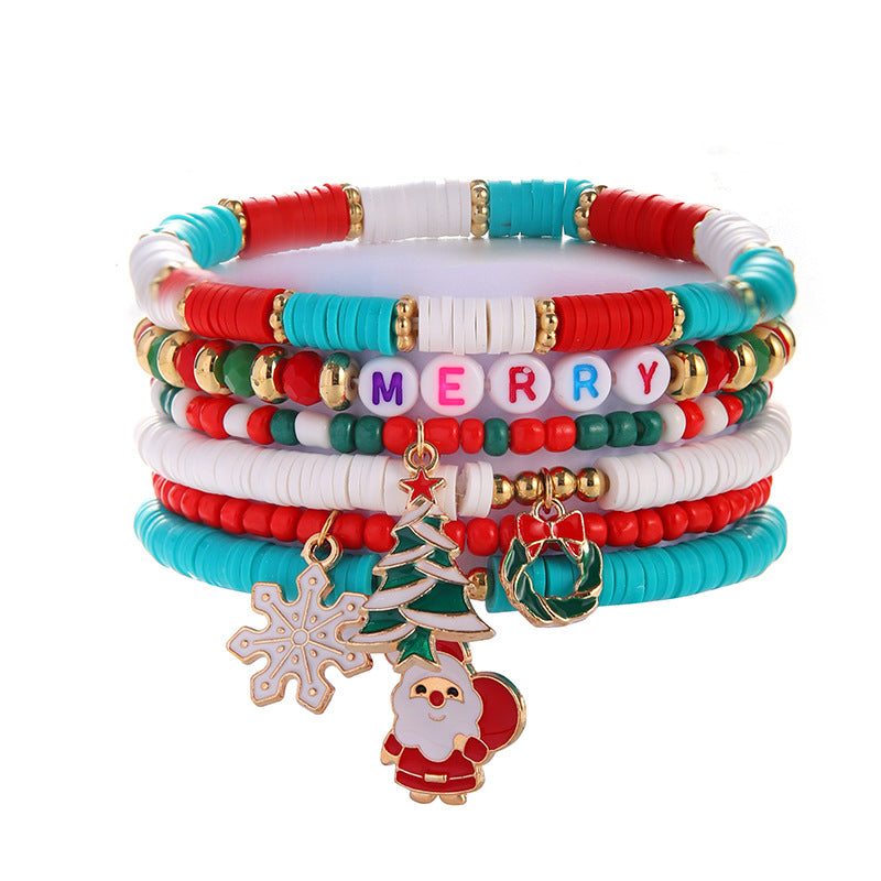 Snow Tower Tree Red Green Mixed Bracelets