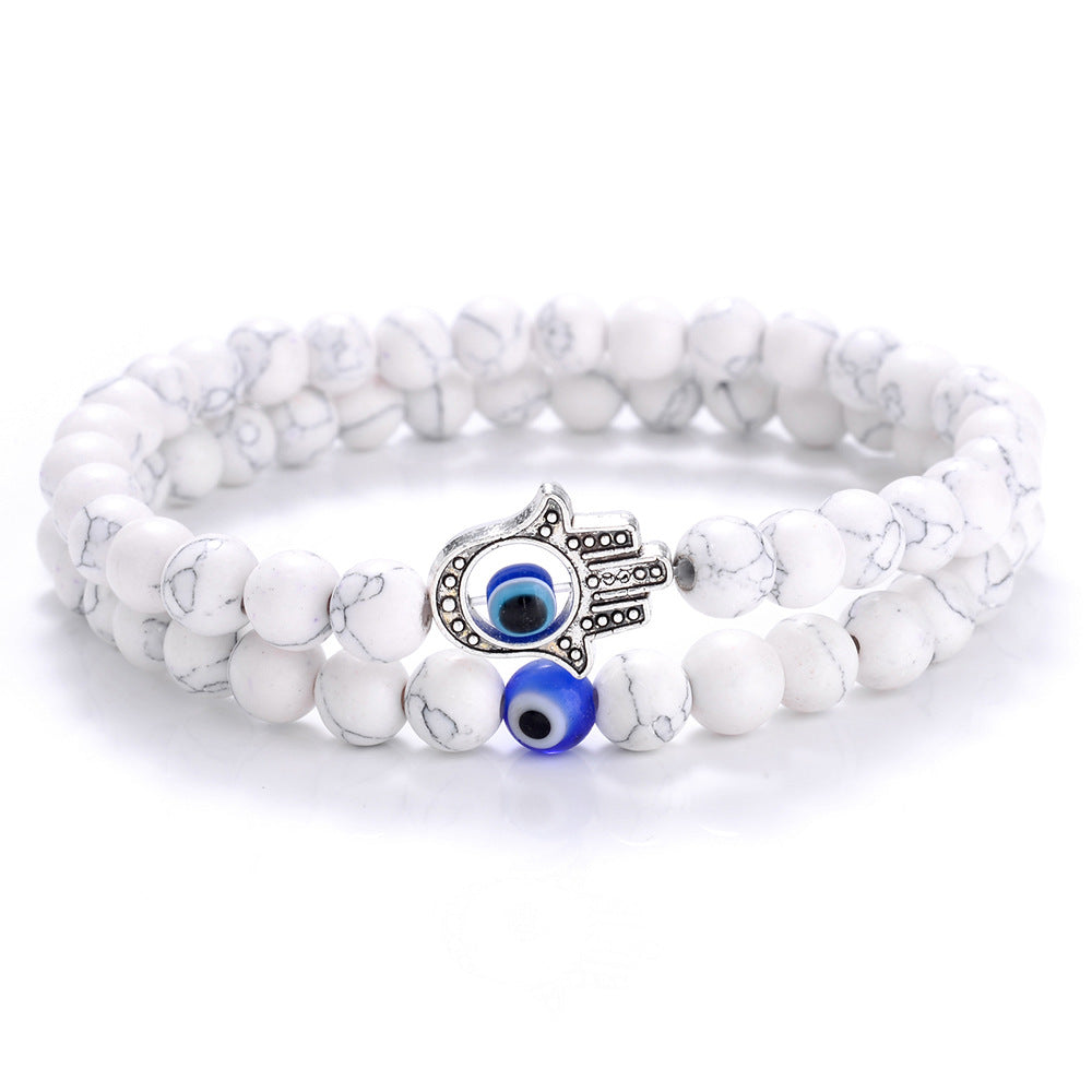 Blue Volcanic Rock Bead Devil Eye Fatima Bracelets