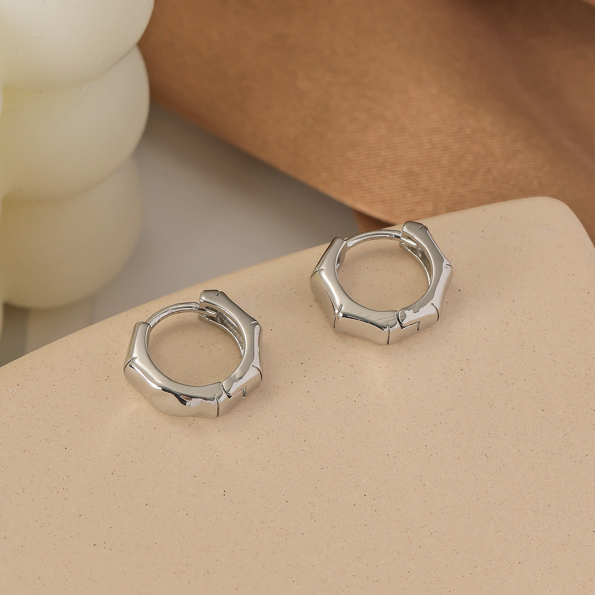 Women's Summer Sterling Sier Glossy Clip High-grade Bamboo Style Light Rings