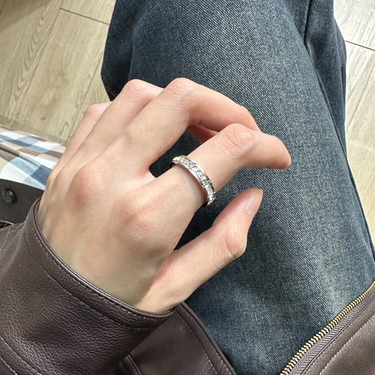 Starry Female Titanium Steel No Fading Full Diamond Cold Wind Rings