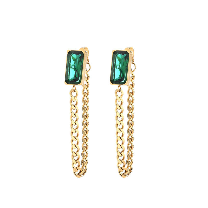 Women's Titanium Steel Zircon High-grade Tassel Graceful Earrings