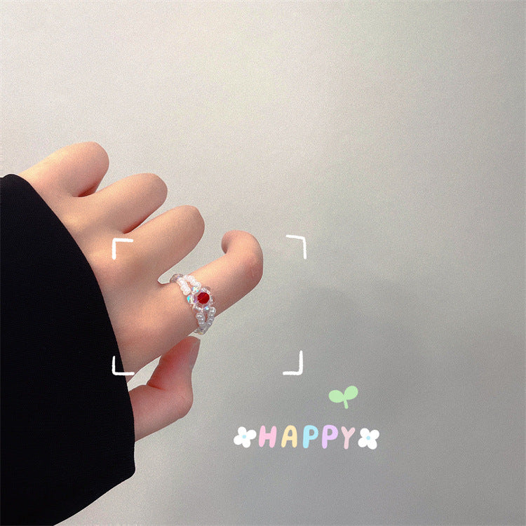 Women's Hand-woven Transparent Flower Cold Sweet Fresh Rings