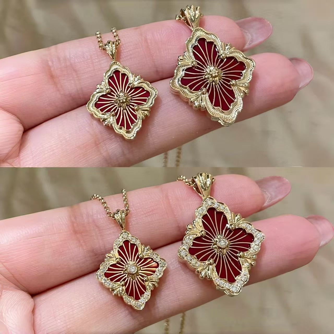 Women's Edition Opera Four-leaf Clover Gold-plated Fritillary Pendants
