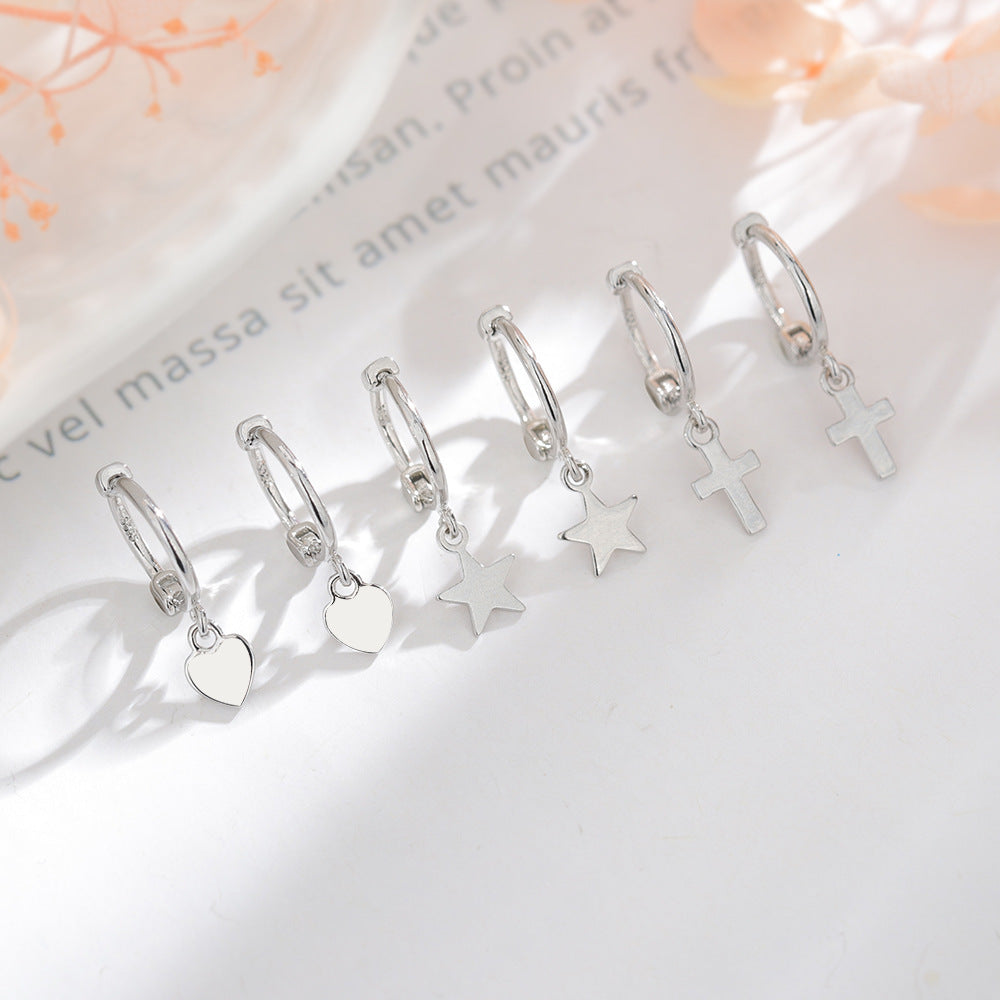 Love Star Clip Light Luxury High-grade Minimalist Mini Cross Ear Buckle