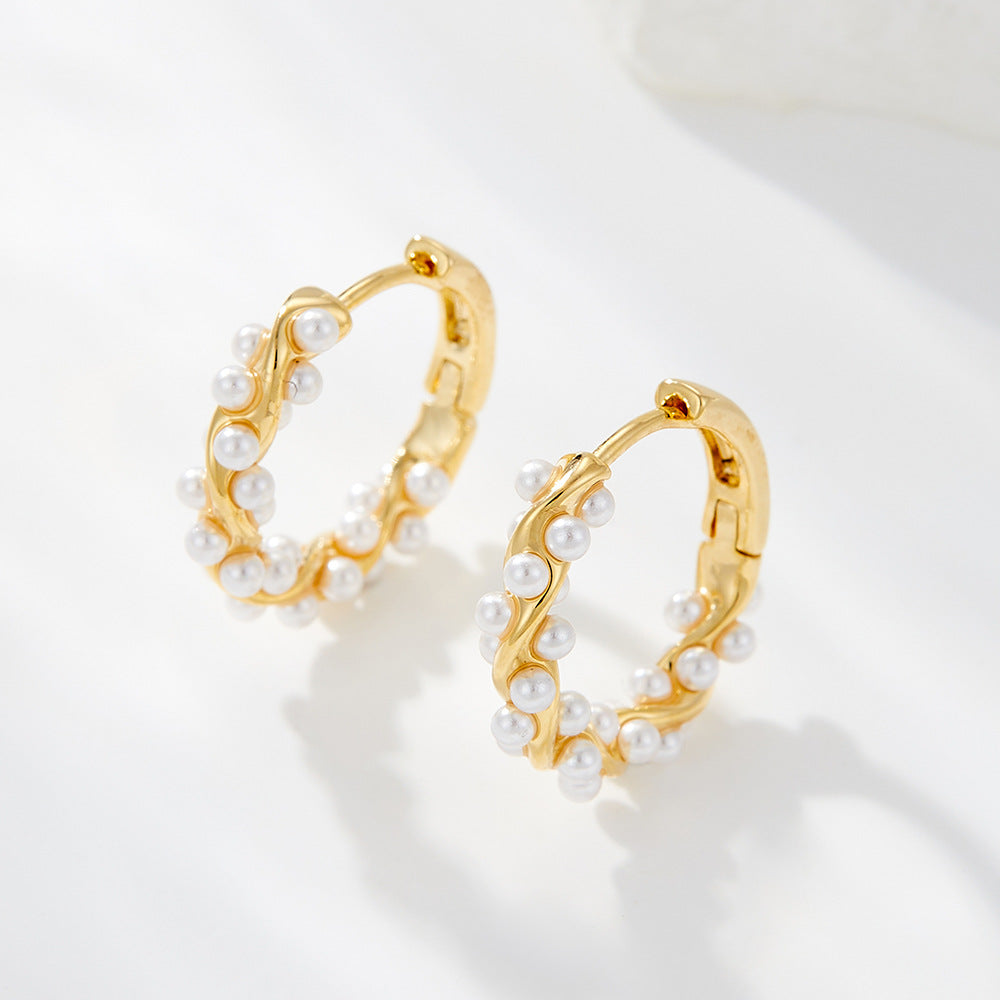 Small Bead Winding Niche Unique High Sense Imitation Pearl Stud Earrings