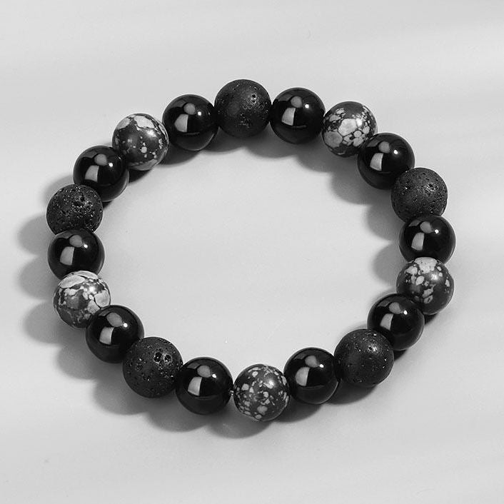 Men's Stone High-grade Black Beaded Retro Minority Design Simple Bracelet
