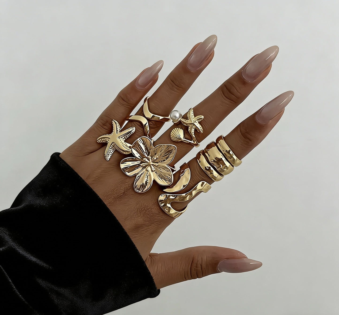 Hand Vintage Metal Geometry Irregular Diamond Ring