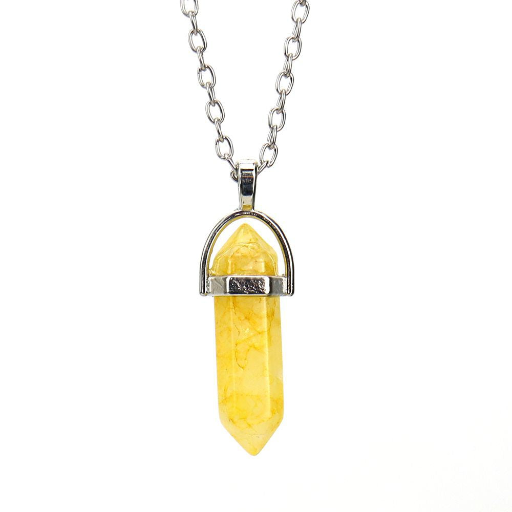 Agate Synthetic Crystal Hexagon Prism Soul Pendants