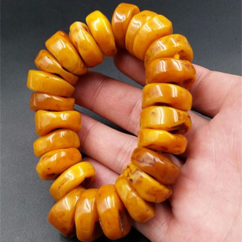 Beeswax Yellow Chicken Grease Color Barrel Beads Round Bracelet