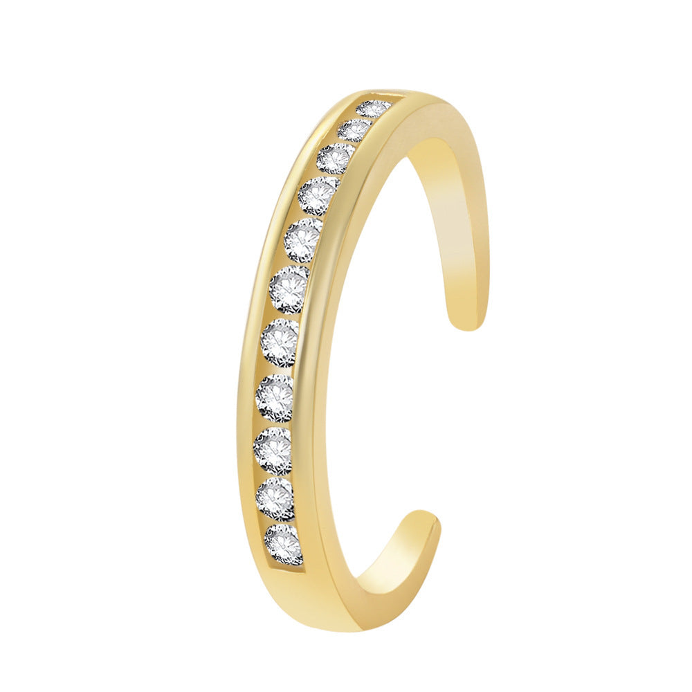 Real Gold Plating Simple Round Diamond Light Luxury Minority Temperament Ring