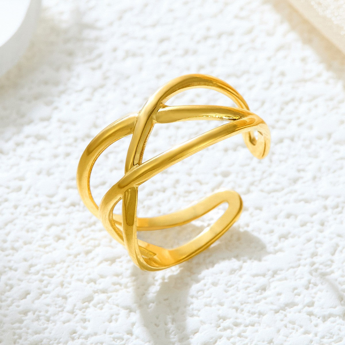 Stainless Steel Irregular Line Love Heart-shaped High-grade Ring
