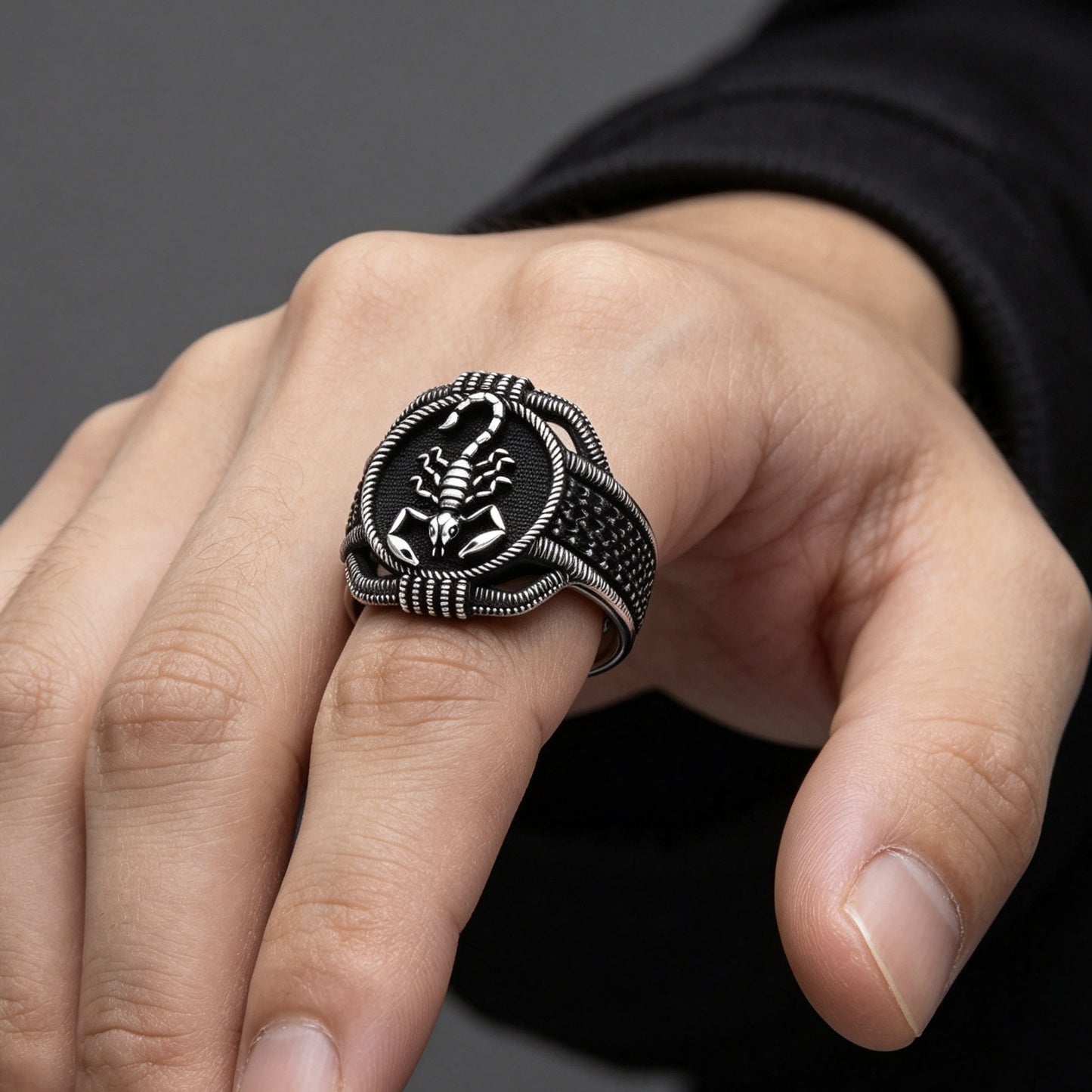 Men's Scorpion Creative Animal Shape Black Diamond Man's Simple All Ring