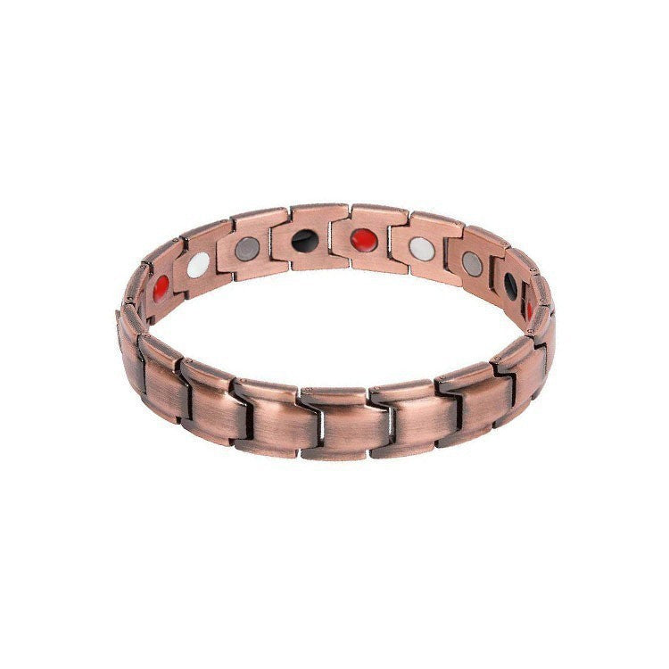 Men's Metal Bronze Magnet Retro Wide Row Bracelets