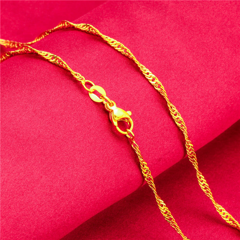 Women's Lobster Buckle Color Gold Plated Water Wave Chain Snake Bones Necklace