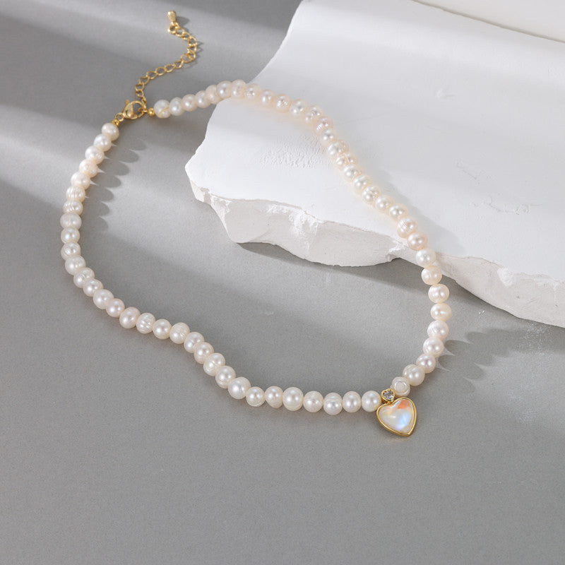 Women's Rice Grain Freshwater Pearl Simplicity Fashion Temperament Design Clavicle Chain Necklace