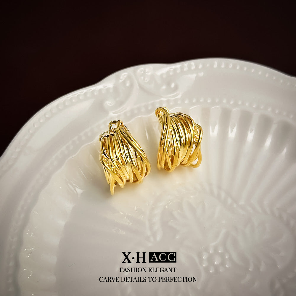 Fashionable Metal Texture Light Luxury Simple Earrings