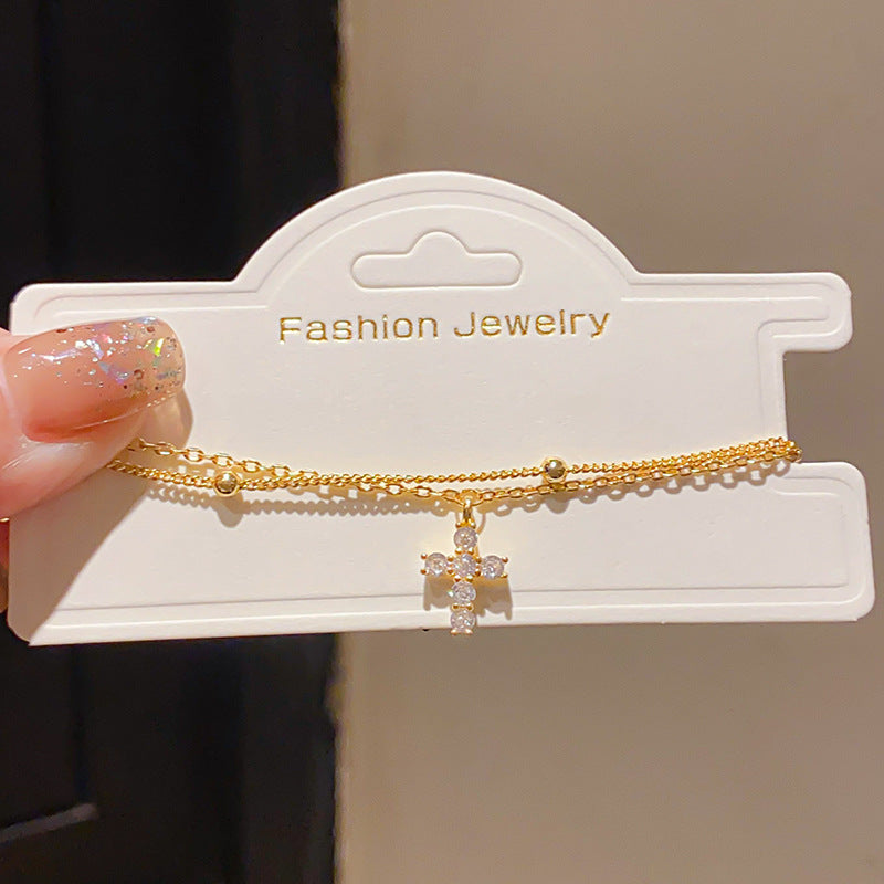 Electroplated Light Luxury Zircon Cross Retro Bracelet