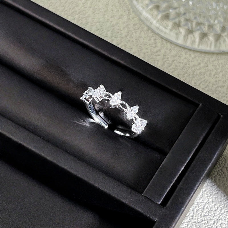 Sweet Style Niche Design Butterfly Flower Female Lace Hollow Out Ring