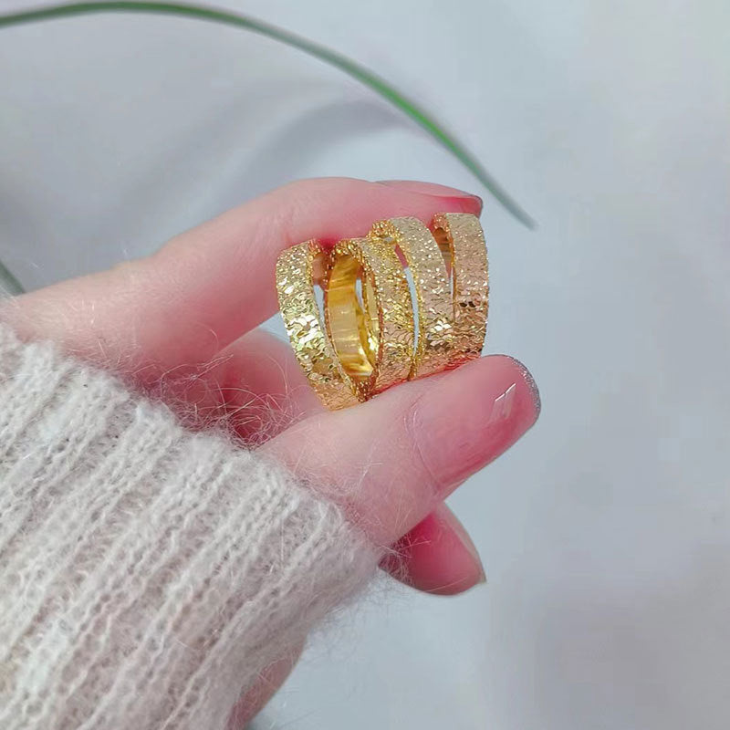 Women's Super Flash Mush Ice Affordable Luxury Fashion Golden Open-end Female Ring