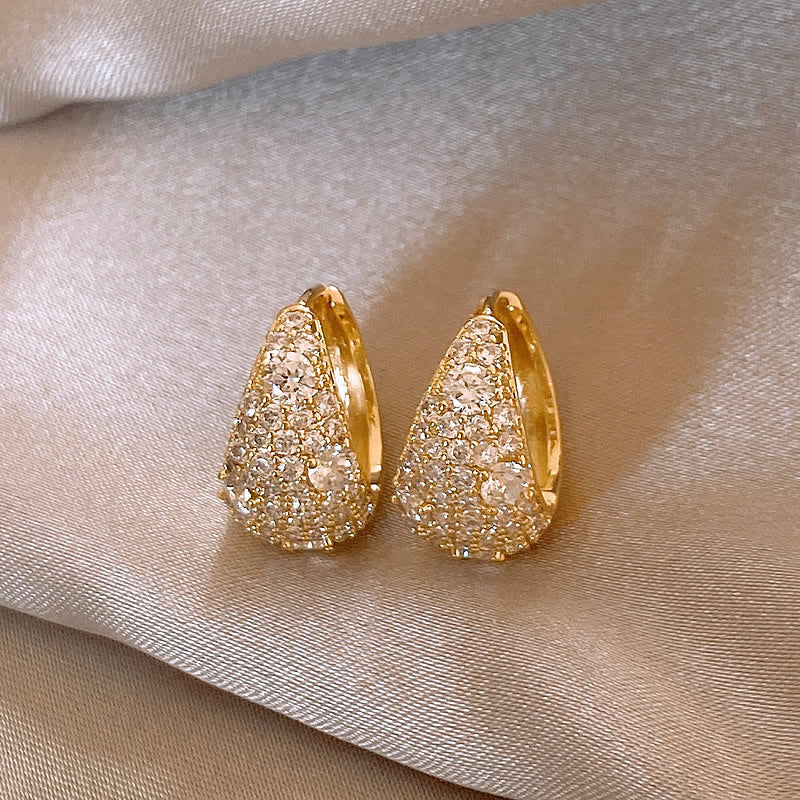 Women's Gold Zircon Hoop High-grade Light Luxury Temperament Earrings