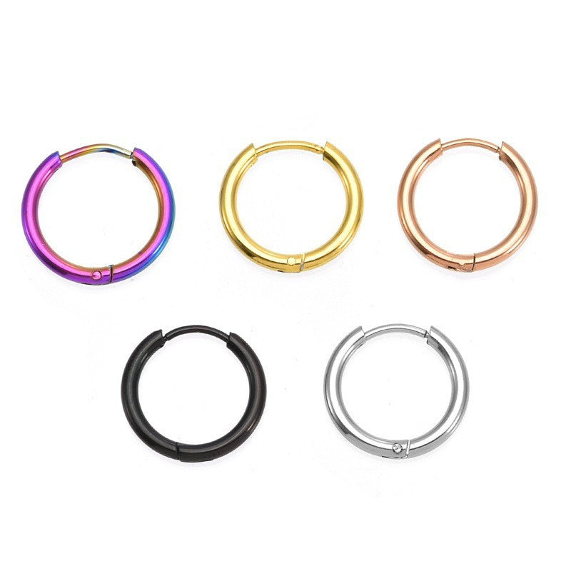 Personality Boys Stainless Steel Finishing Polish Titanium Neutral Ear Clip Earrings