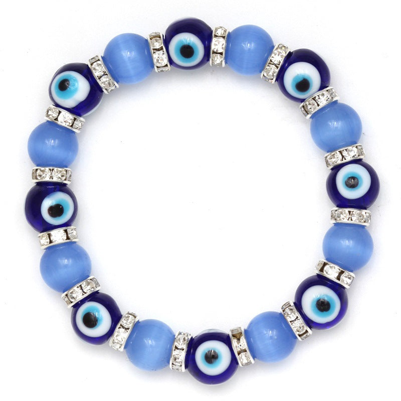 Devil's Eye Crystal Blue Evil Beaded Elastic Bracelet