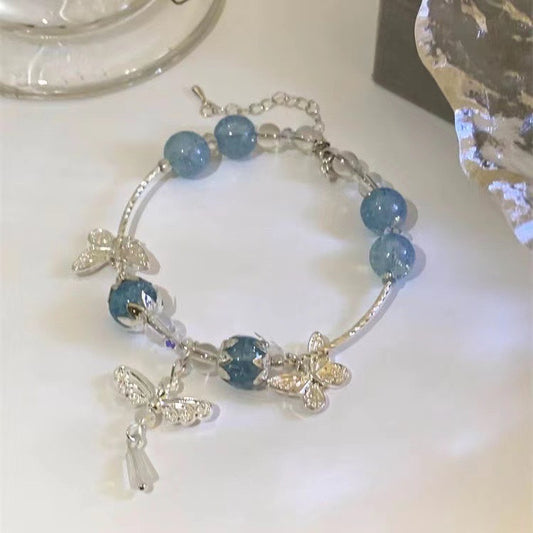 Gradient Hot Flower Glass Beaded Trendy Simple Light Bracelet