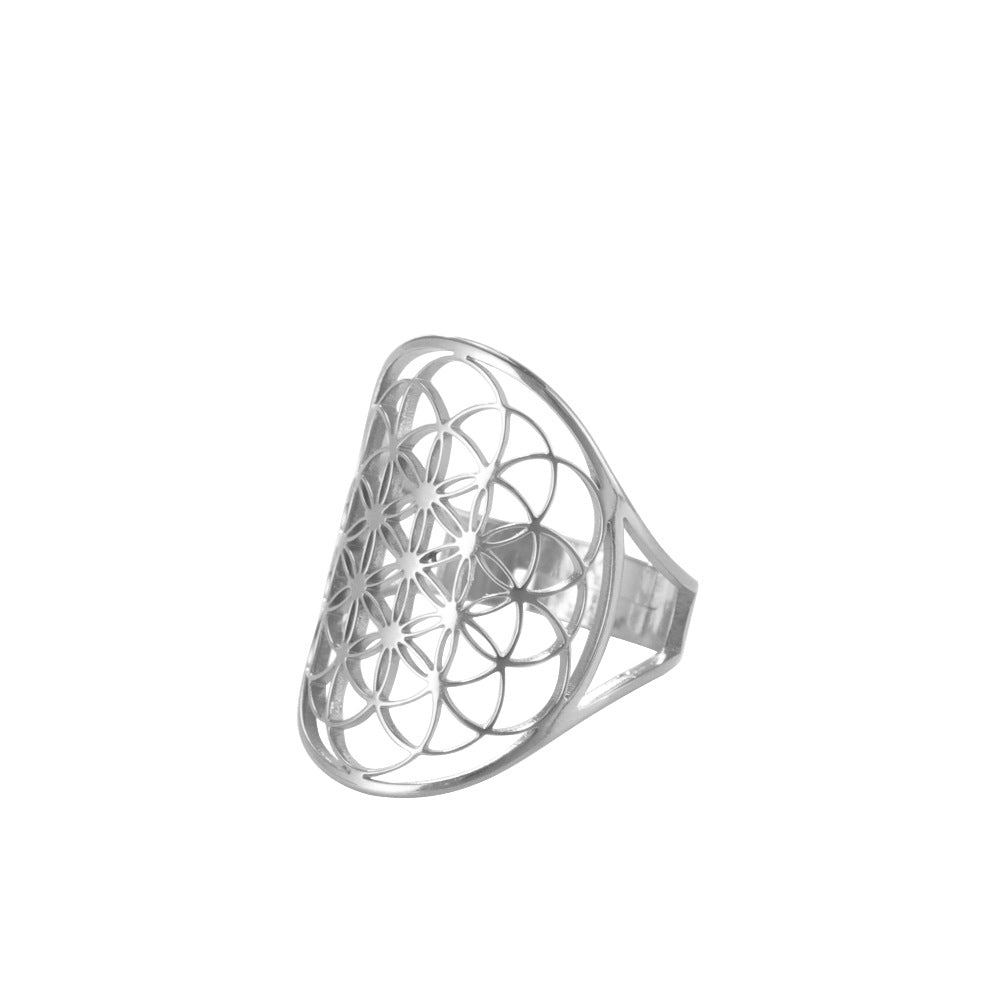 Women's Adjustable Stainless Steel Sacred Geometric For Charm Rings