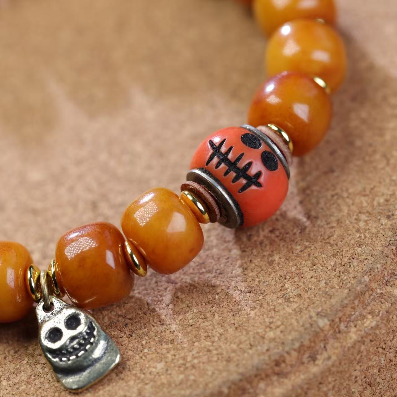 Yak Bone Barrel Beads Single Circle Ethnic Style Tibet Turquoise Bracelets
