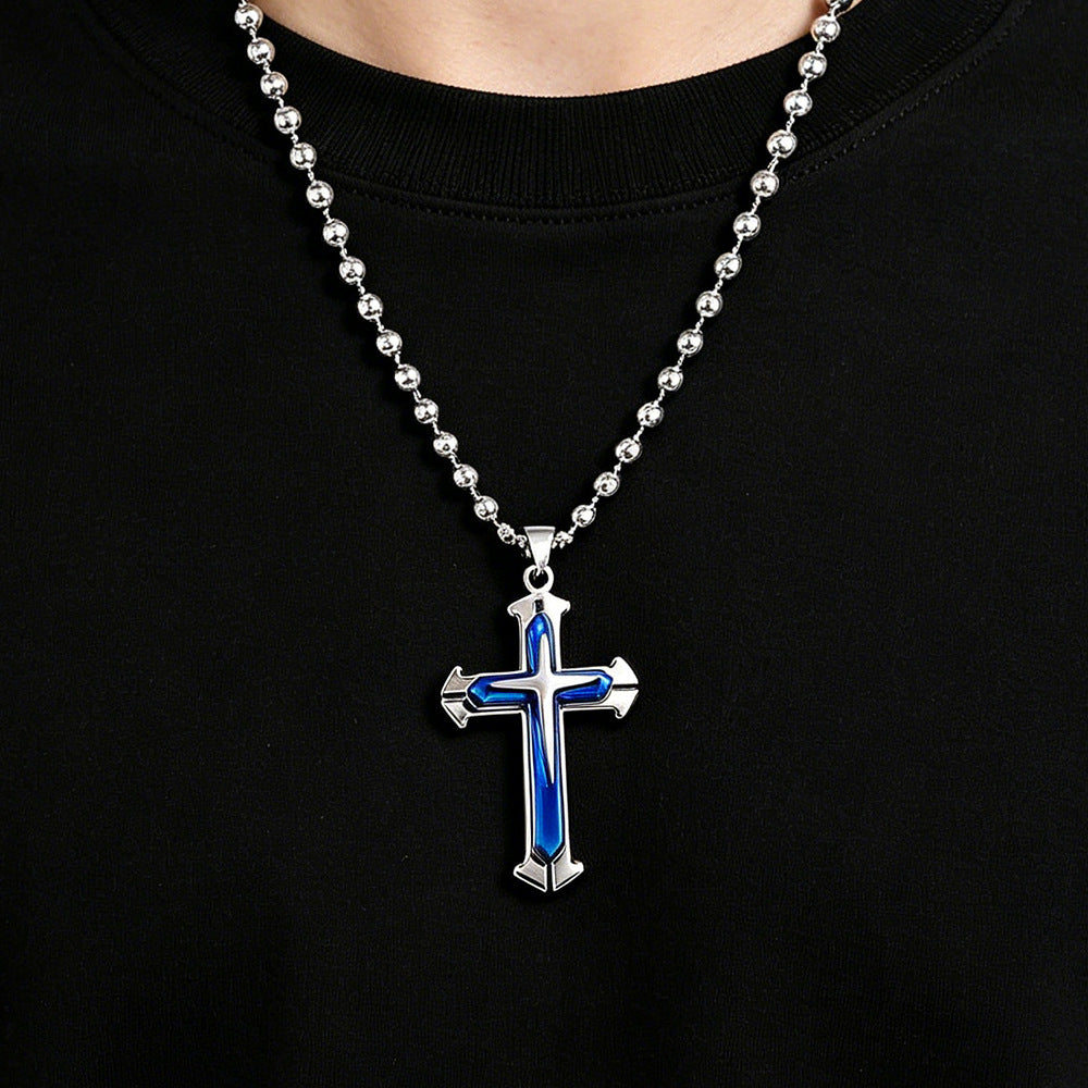 Men's Cross Split With Ball Chains Pendants
