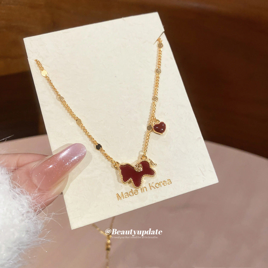 Oil Metal Pony Chinese Style Light Luxury Minority Clavicle Chain Necklace