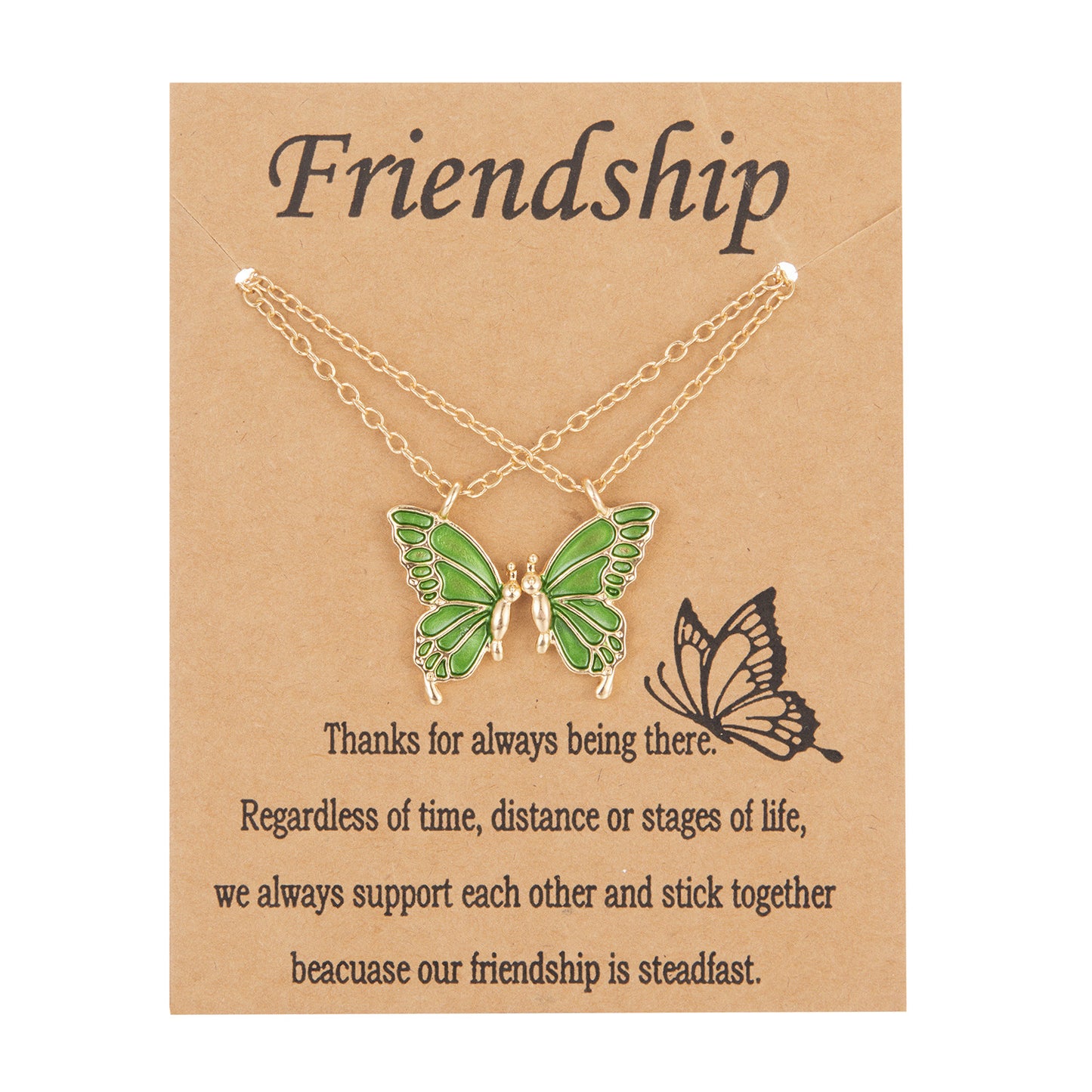 Friendship Paper Card Creative Butterfly Two-piece Set Girlfriends Necklaces