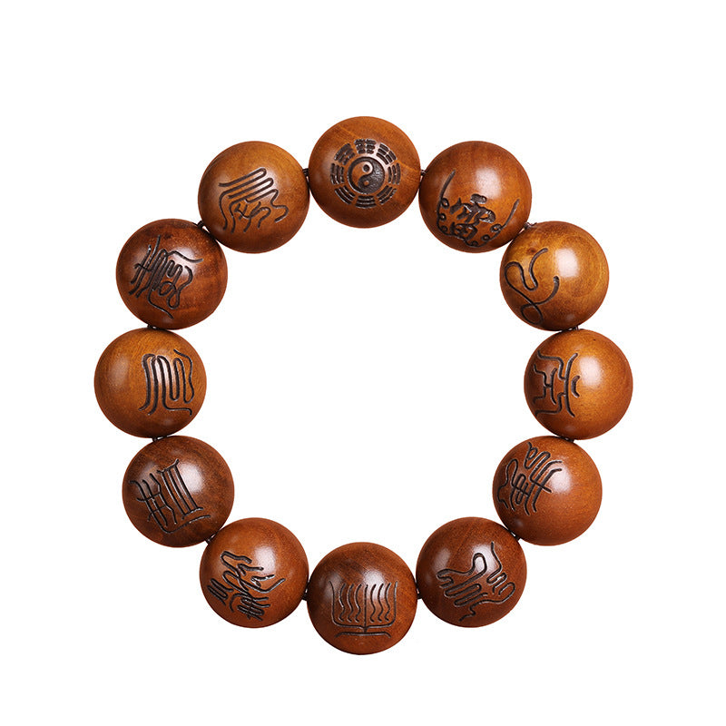 Women's & Men's Jujube Tree Carving Crafts Buddha Prayer Beads First Single Bracelet