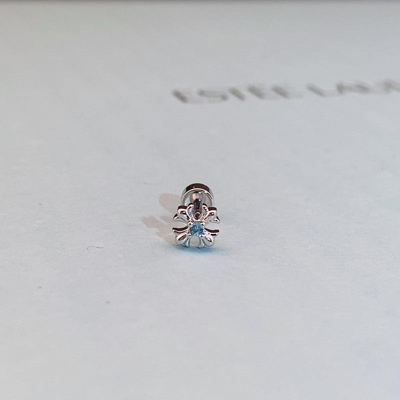 Women's Pa Green Zirconium Umbilicaria Bone Nail Collection Zircon Four-leaf Flower Stud Earrings