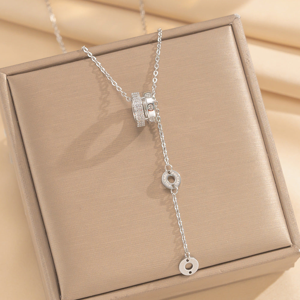 Women's Small Waist Right Rain Titanium Steel High-grade Inlaid Affordable Luxury Necklace
