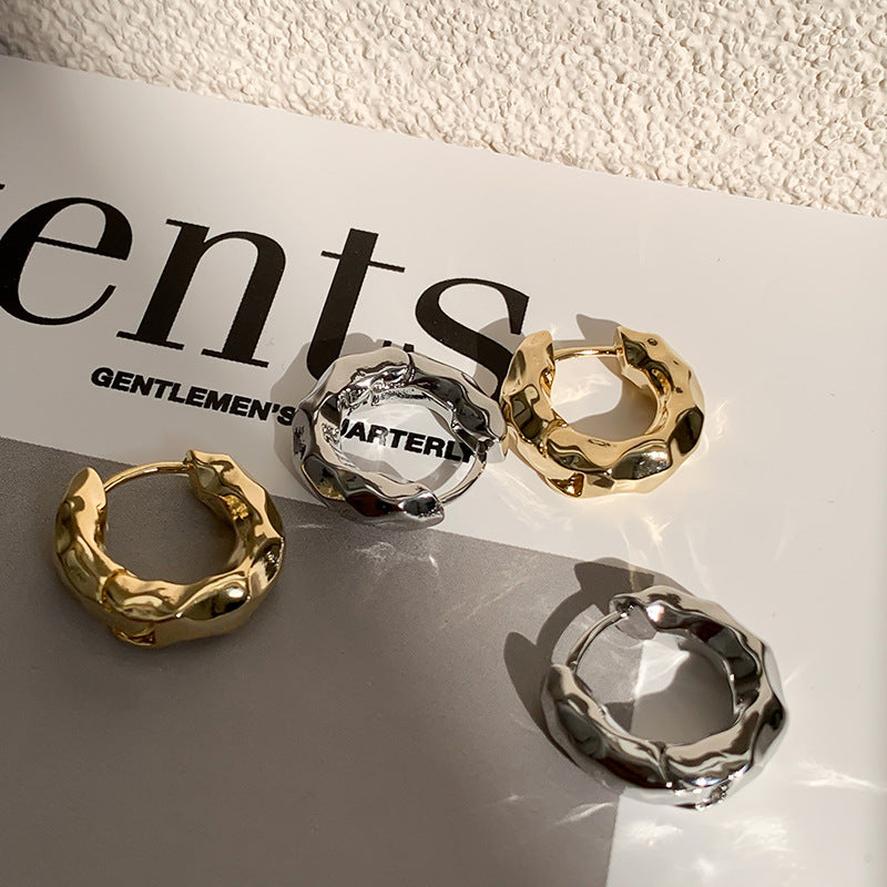 Design Metal Texture Small Clip Simple Trend Earrings