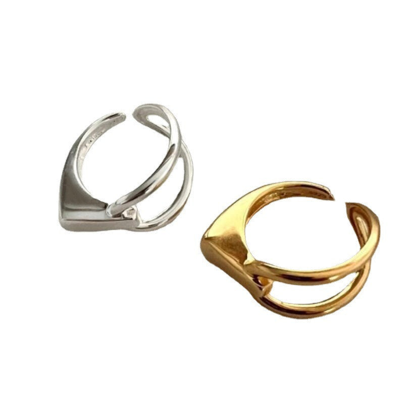 Women's Niche Geometric Glossy Asymmetric Line Cold Rings