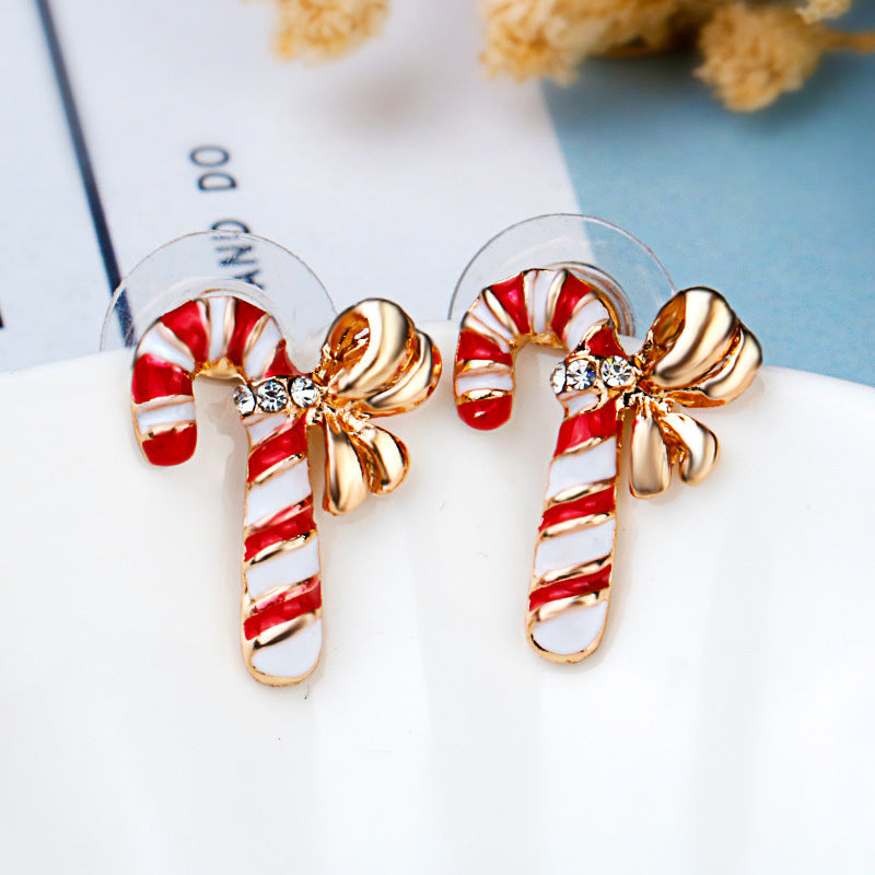 Christmas Crutches Socks Santa Claus Wreath Earrings