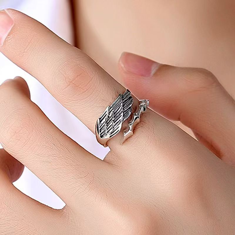 Angels Demons Wings Niche Vintage Open Rings