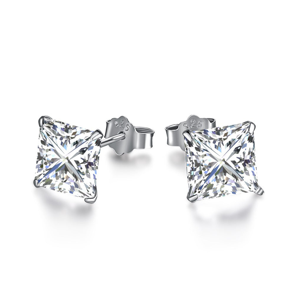 Women's Sier Female Grade Zircon Inlaid Geometric Rings