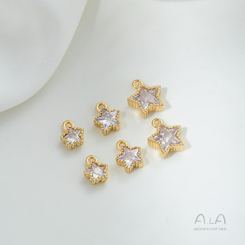 Retaining Gilded Inlaid Zircon Small Star Pendants