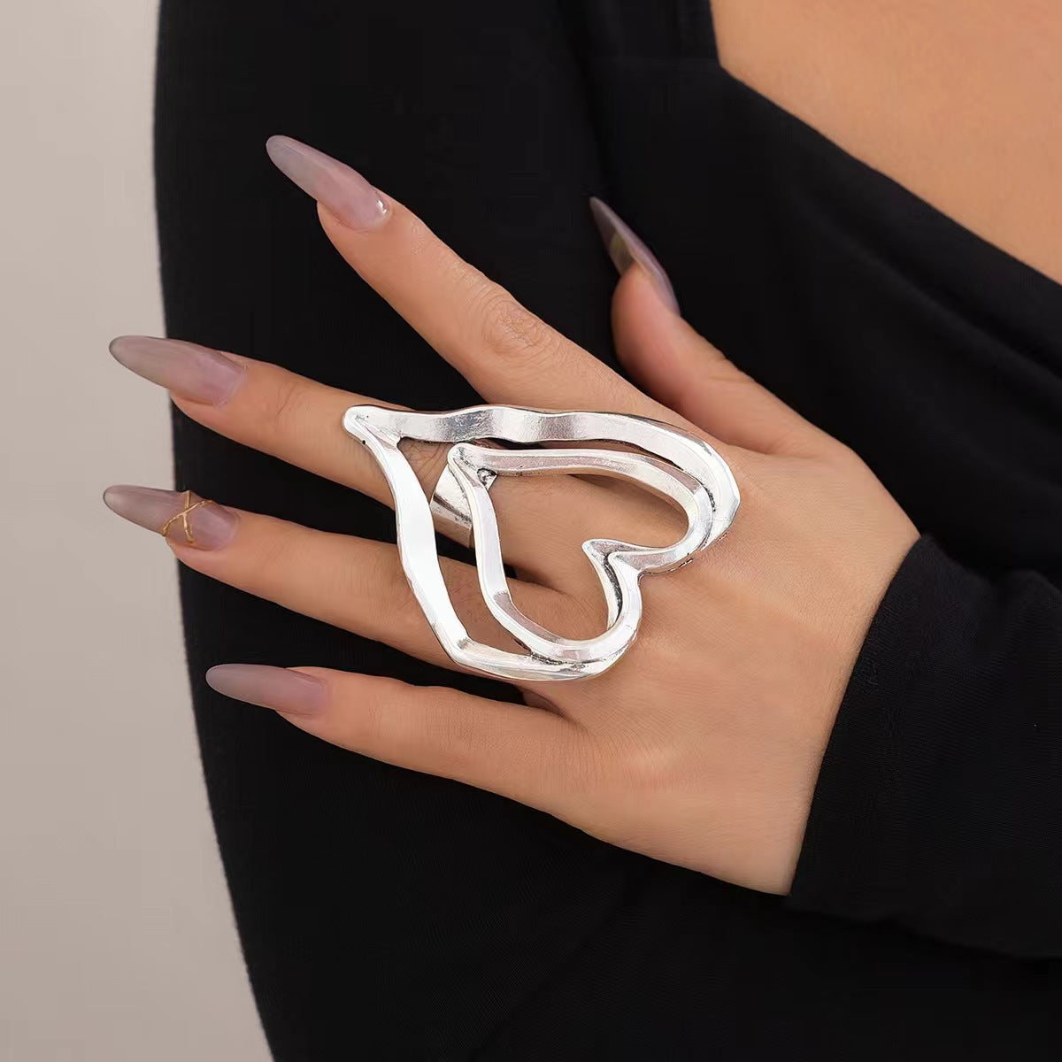 Sweet Cool Style Metal Big Love Rings