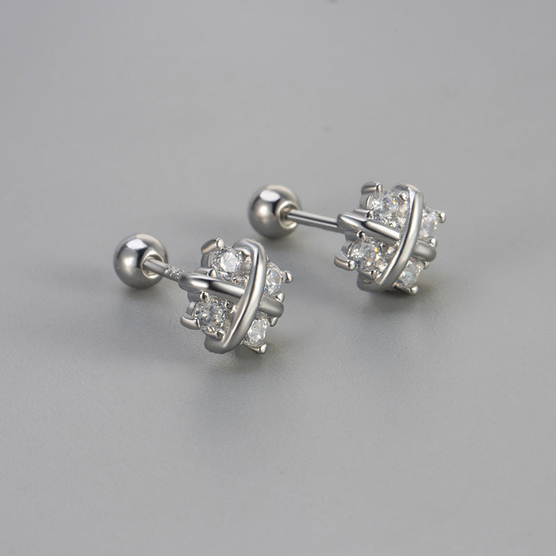Screw Niche Exquisite Shining Diamond Graceful Stud Earrings
