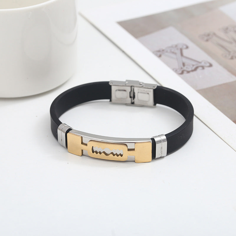 Men's Silicone Retro Personalized Stainless Steel Bracelets