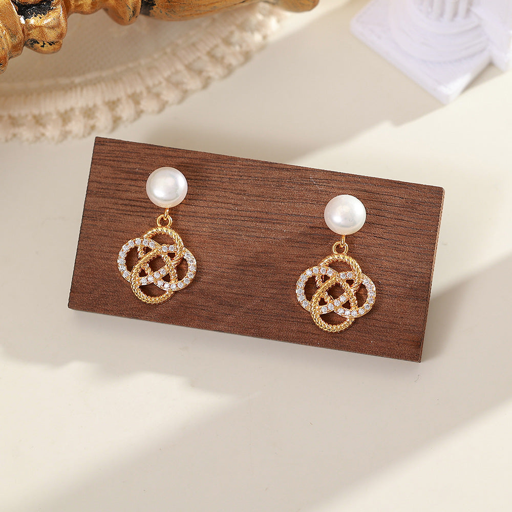 Freshwater Pearl Ear Fashionable Elegant High-grade Earrings