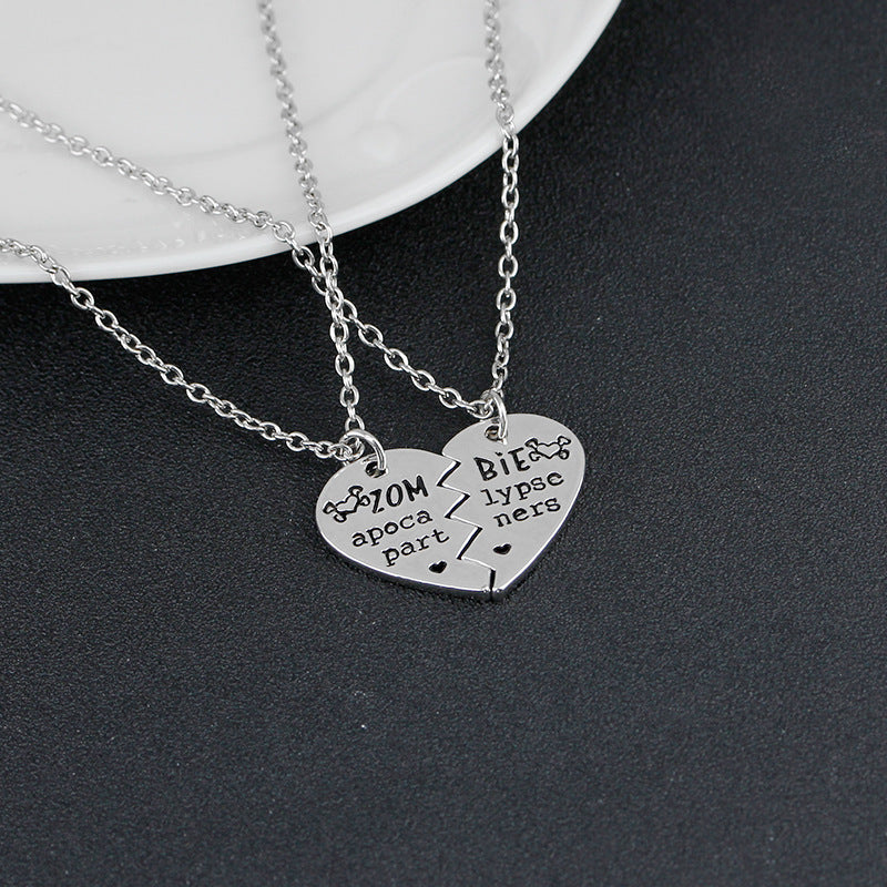 Friend Metal Stitching Love Peach Heart Necklace