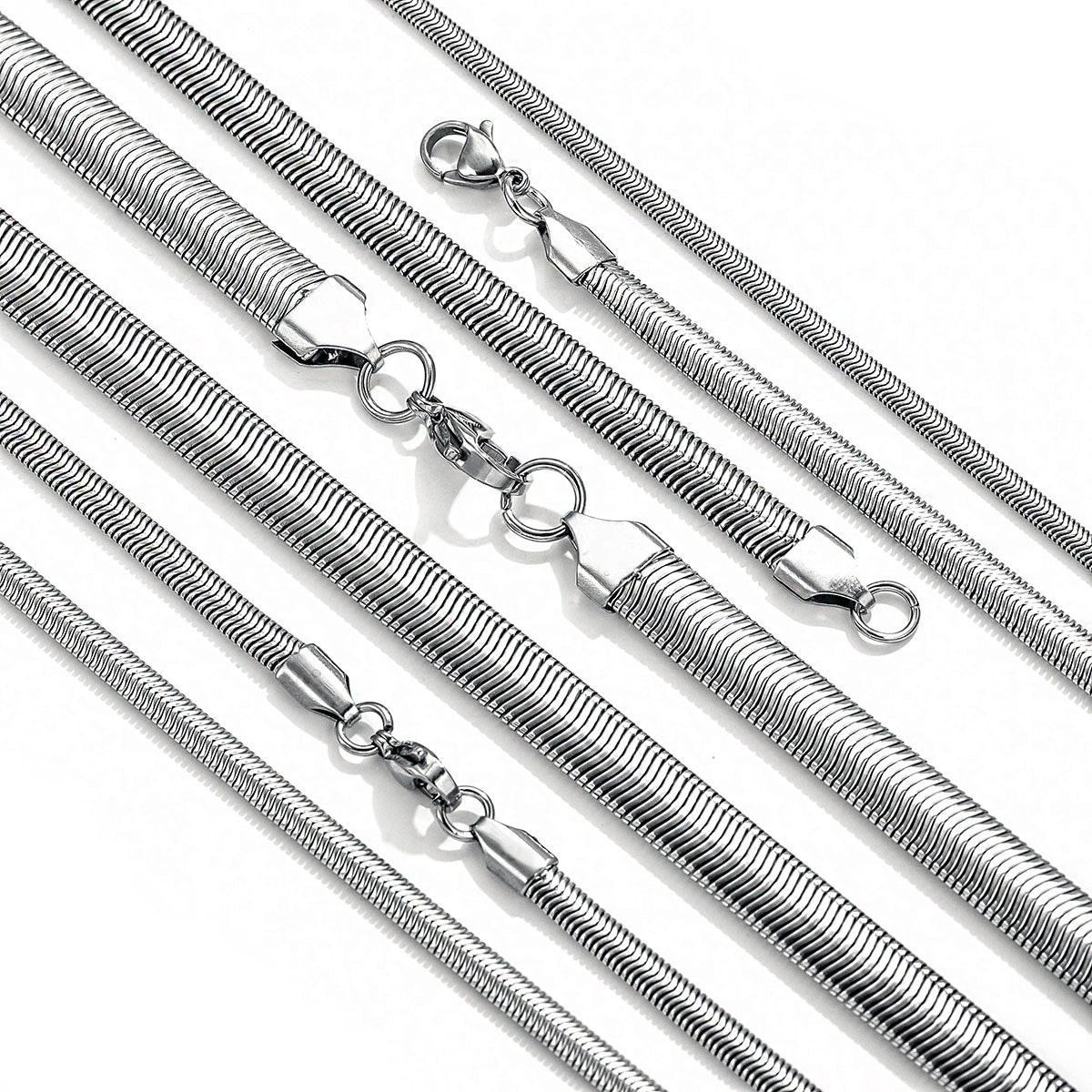 Steel Flat Snake Bones Chain Hip Hop Style Old Necklaces