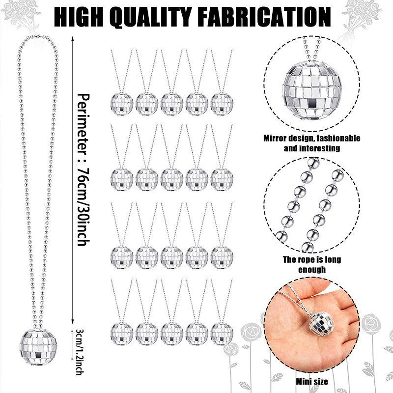 Mirror Disco Ball Gold Sier Costume Generation Necklace