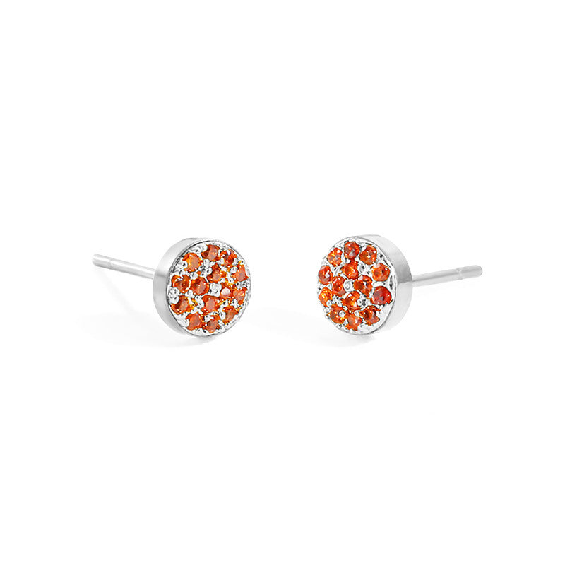 Women's Stainless Steel Petite Round Full Diamond Gold Earrings