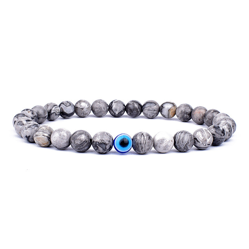 Natural Stone Brace Lace Resin Devil's Eye Beaded Elastic String Bracelet